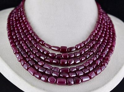 Certified Natural Untreated Ruby 1097 Ct Tumble Long Beads Red Gemstone Necklace