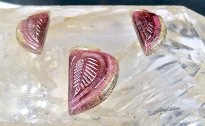 Watermelon Tourmaline Carved Gemstone 23.59 Ct Earring Pendant Design