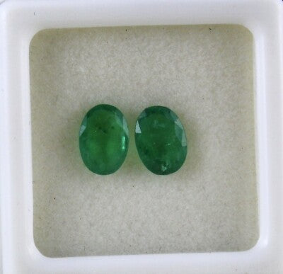 Natural Zambian Emerald Oval 1.52 Ct 7x5 Mm Gemstone Pair Earring Design