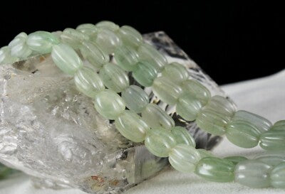 Vintage Natural Aventurine Jade 484 Ct Gemstone Carved Beads Necklace