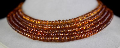 Natural Hessonite Garnet 566ct Beads 5 Line Round Semi Precious Necklace
