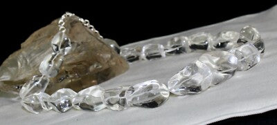 Natural Rock Crystal Quartz 1005 Ct Beads Cabochon Gemstone Necklace