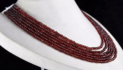 Natural Red Garnet 6mm L 523 Ct Round Gemstone Beaded Necklace Accessories