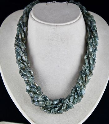 Natural Rutilated Quartz Beads 1023 Ct Gemstone Sterling Silver Fashion Necklace