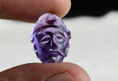 Natural Amethyst Carving Face Cabochon 15.32ct Gemstone Pendant Design