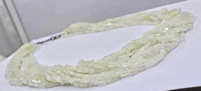 Natural White Moonstone Tube Beads Necklace 15 L 837 Ct Fashion Gemstone
