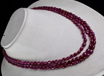 Certified Natural Untreated Ruby 318 Ct Cabochon Beads Gemstone Necklace