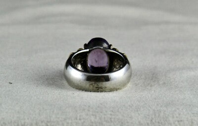 Antique Natural Amethyst 42.50ct 18k Gold Diamond Sterling Silver Victorian Ring