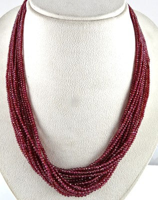 Natural Rhodolite Garnet Necklace Faceted 3mm Round Beads 632 Ct Gemstone L: 12