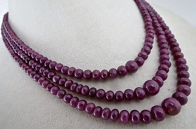 Certified Natural Ruby 333 Ct Beads Round Gemstone Necklace For Women