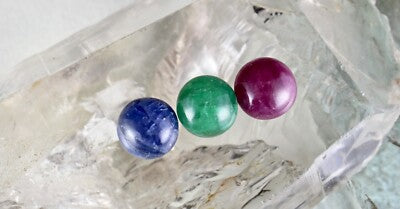 Certified Natural Rubies Emerald Blue Sapphire 41ct Round Gem 14mm