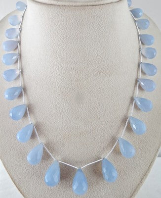 Blue Chalcedony 330 Ct Venetian Necklace 925 Sterling Silver For Wedding