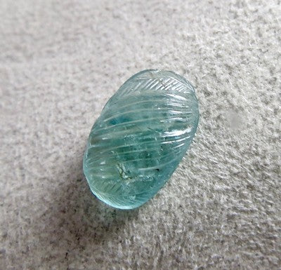 Natural Blue Aquamarine Beryl 19x12mm Carved Gemstone 14.09ct For Ring Pendant