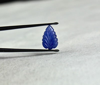 Natural Burma Blue Sapphire Carved Leaf 5.72 Ct Gemstone Ring Pendant No Heat