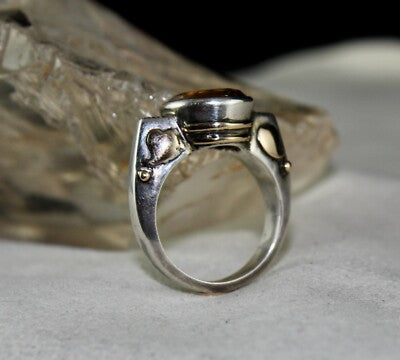 Natural Yellow Citrine 10ct Oval Natural Diamond 18k Gold Sterling Silver Ring