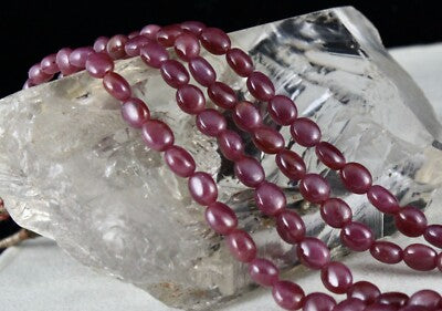 Certified Natural Ruby 319ct Beads Long 2 Line Untreated Gemstone Necklace