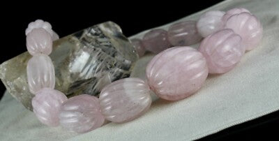 Rose Quartz Beaded Necklace 1955 Ct Natural Gemstone Sterling Silver Clasp