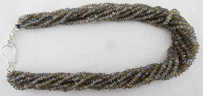 Natural Labradorite Beads Necklace Round Button 10 Line 500 Ct Gemstone Ladies