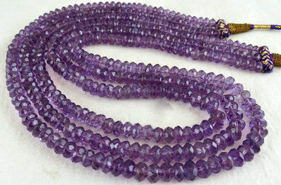 Natural Amethyst 505ct Faceted Round Beads 3 String Gemstone Necklace