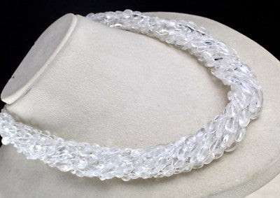 Natural Rock Crystal Quartz Beads Necklace 983 Ct Long Fashion Jewelry For Women