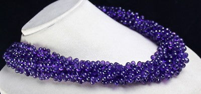 Certified Natural Amethyst 1157 Ct Teardrop Sterling Silver Party Necklace