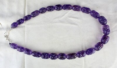 Certified Vintage Amethyst Beaded Engraved 926 Ct Sterling Silver Necklace