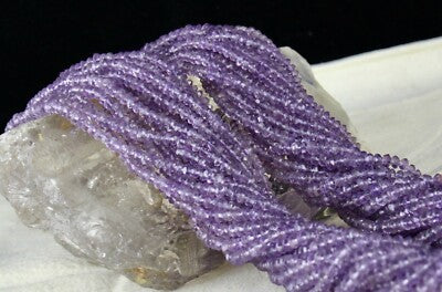 Natural Amethyst Faceted Round Beads 810 Ct Sterling Silver Necklace 20 Line