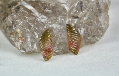 Rare Colour Natural Tourmaline Carved 4 Pcs 18.12 Ct Gemstone For Earrings