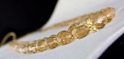 Natural Yellow Citrine 731 Ct Oval Faceted Gemstone Fine Bead Necklace