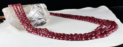 Certified 616 Ct Natural Red Spinel Beads Cabochon Gemstone Necklace