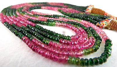 Certified Natural Multi Tourmaline Beads Faceted Round 5mm 186ct Necklace