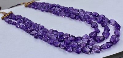 Natural Amethyst Beads 3 L 585 Ct Purple Gemstone Fashion Necklace For Women