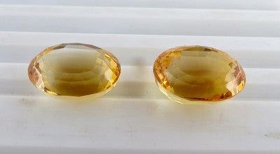 Top Natural Yellow Citrine Oval Cut 43ct Pair Gemstone For Earrings