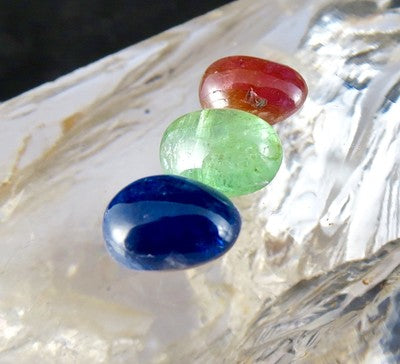 Certified Natural Rubies Emerald Blue Sapphire Oval Cabochon 16.16ct Gemstone