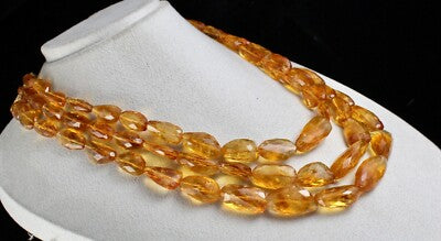Certified Natural Yellow Citrine 1266 Ct Faceted Golden Necklace Beads Tumble
