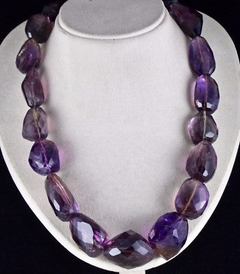 Certified Natural Ametrine Faceted Tumble Beads 1745ct Sterling Silver Necklace