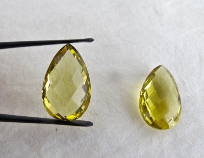 Natural Lemon Quartz Pear Pair 25mm 45ct Gemstone For Earring