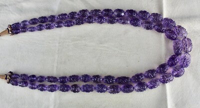 Certified Natural Amethyst Carved Beads Necklace 797 Ct Gemstone Important