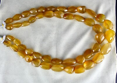 Certified Yellow Chalcedony Faceted Beads 1747ct Gemstone Fashion Necklace