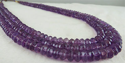 Natural Amethyst 505ct Faceted Round Beads 3 String Gemstone Necklace