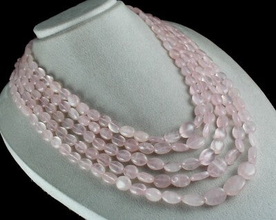 Natural Rose Quartz 1134 Ct Beads Cabochon Fashion Necklace For Women
