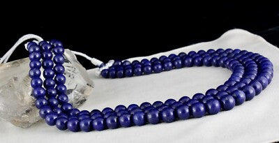 Certified Natural Blue Lapis Lazuli Beads 11mm 1280ct Necklace For Women