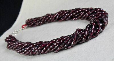 Exclusive Natural Red Garnet Beads 1135 Ct Sterling Silver Fancy 12 L Necklace