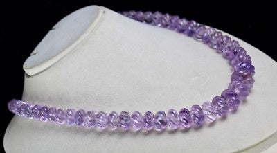 Amethyst Carved Melon 713 Ct Beads Purple Gemstone Fashion Necklace