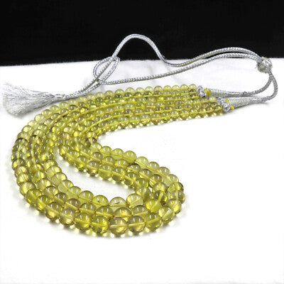 Natural Lemon Quartz Beads Necklace 9mm Round 594 Ct Gemstone Fashion For Women