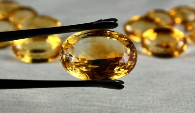 Certified Yellow Citrine Oval Cut 16 Pcs 256ct Gemstone Necklace For Women