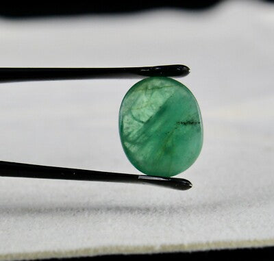 Zambian Emerald 5.80ct Carved Oval Cabochon Gemstone Ring Pendant