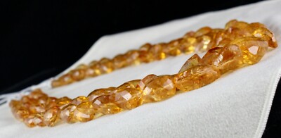 Certified Natural Citrine 1005 Ct Faceted Beads Sterling Silver Necklace