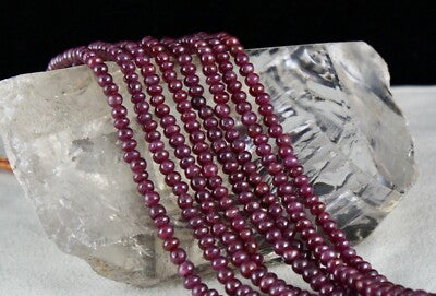 Certified Natural Ruby 439 Ct Round Beads Gemstone Necklace For Women