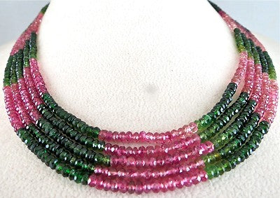 Certified Natural Multi Tourmaline Beads Faceted Round 5mm 186ct Necklace